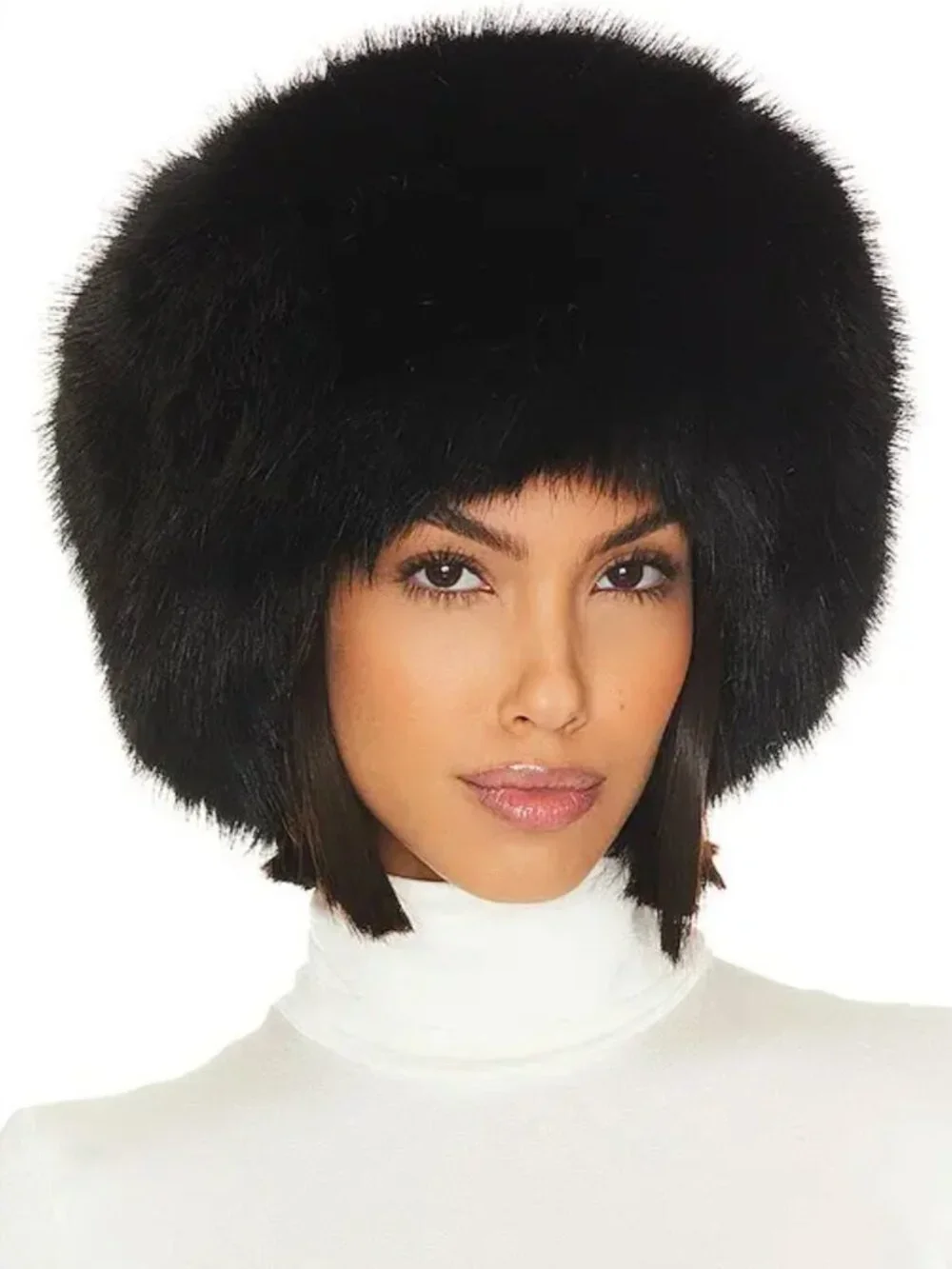 Adrienne Landau Faux Fox Fur Hat in Jet Black Russian Winter Hat